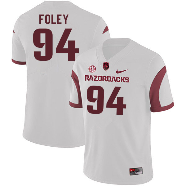 Men #94 Patrick Foley Arkansas Razorbacks College Football Jerseys Sale-White